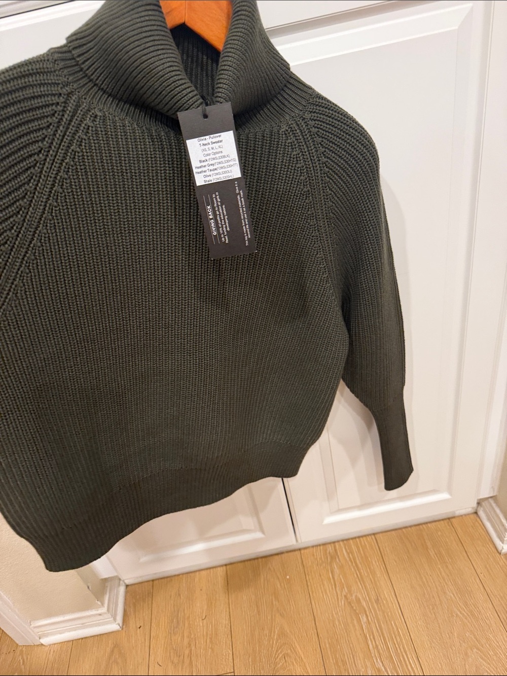 Turtleneck Rib-Knit Sweater - Olive Green - Picture 6 of 7